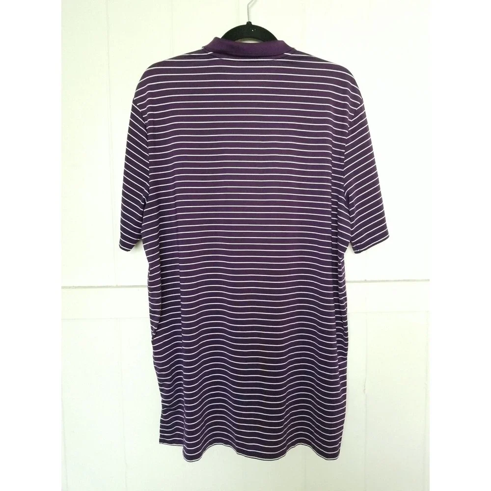 RLX Ralph Lauren Logo Polo Golf Shirt Mens L Purple Short Sleeve Striped